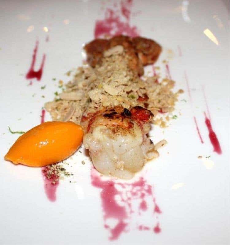 Coda di scampo, sorbetto di zucca, zenzero e fois gras - Da Vittorio